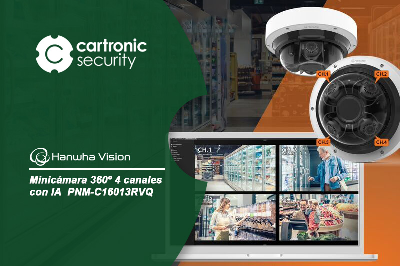 PNM-C16013RVQ, nueva minicámara 360º IA multidireccional de Hanwha Vision